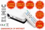 Multimedia portable DLP LED 3D micro projector ELMIC CONCOX QShot1