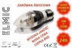 Candle bulb light LED POWER XH 003 3W 230V E27 3000K Warm White ELMIC transparent
