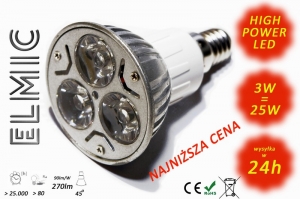 Spotlight LED POWER XH 008 3W 230V E14 45deg. 3000K Warm White ELMIC - promotional packet 11 +1 FOR FREE