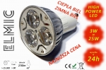 Spotlight LED POWER XH 008 3W 230V GU10 45deg. 6500K Cold White ELMIC transparent