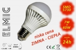 Bulb light LED SMD XH 6043 7W 230V E27 120deg. 3000K Warm White ELMIC CLASSIC  - promotional packet 5 pcs. + ADDITIONAL DISCOUNT