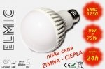 Bulb light LED SMD XH 6043 9W 230V E27 120deg. 6500K Cold White ELMIC CLASSIC