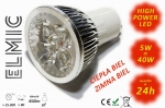 Spotlight LED POWER XH S 04 5W 230V GU10 30deg. 6500K Cold White ELMIC transparent