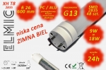 Świetlówka liniowa LED SMD 48 szt. XH T8-2835 fi 26x600 9W 230V 180st. 6500K Zimna Biel ELMIC