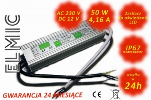 External power supply for LED lighting  12V50W 50W DC 12V IP 67 ELMIC waterproof