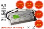 External power supply for LED lighting  12V60W 60W DC 12V IP 67 ELMIC waterproof