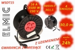 Przedłużacz elektryczny zwijany bębnowy - 30 mb - WS DT 15 / 30 / 1.5 / K - ELMIC czarny / czerwony