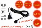 Universal electrical extension cord - 2 mb - WS OE 02 / 02 / 1.5 / K - ELMIC black H05VV-F